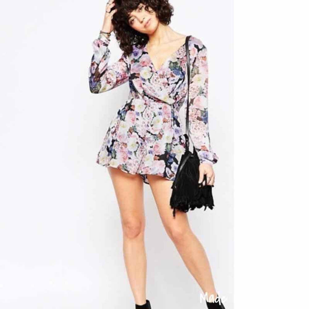 Glamorous Floral Print Multi Color Romper - Picture 3 of 6